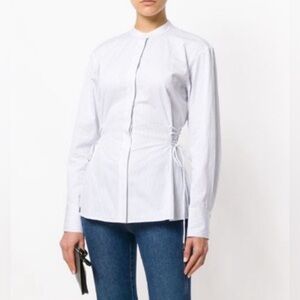 NWT THEORY WHITE LACED BUTTON DOWN, SIZE P